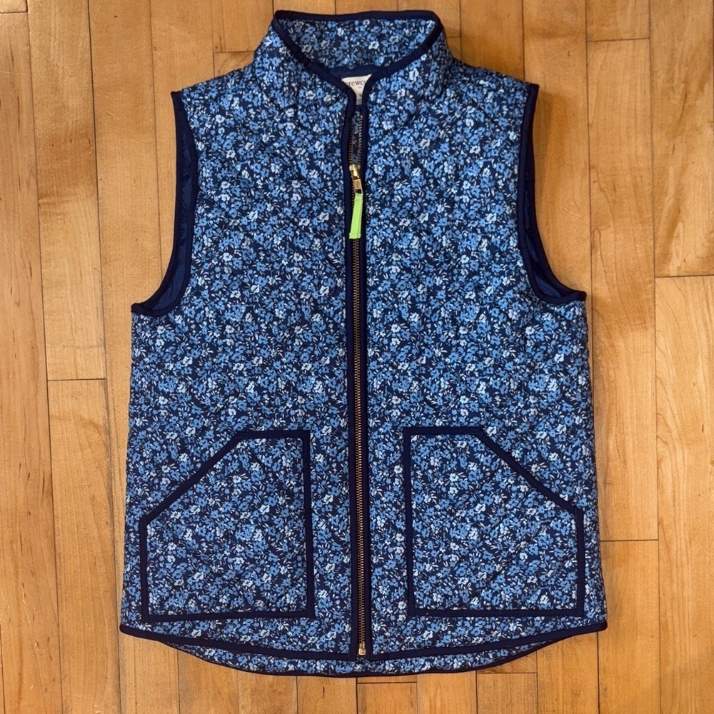 Crewcuts Navy Floral Quilted Puffer Vest size large